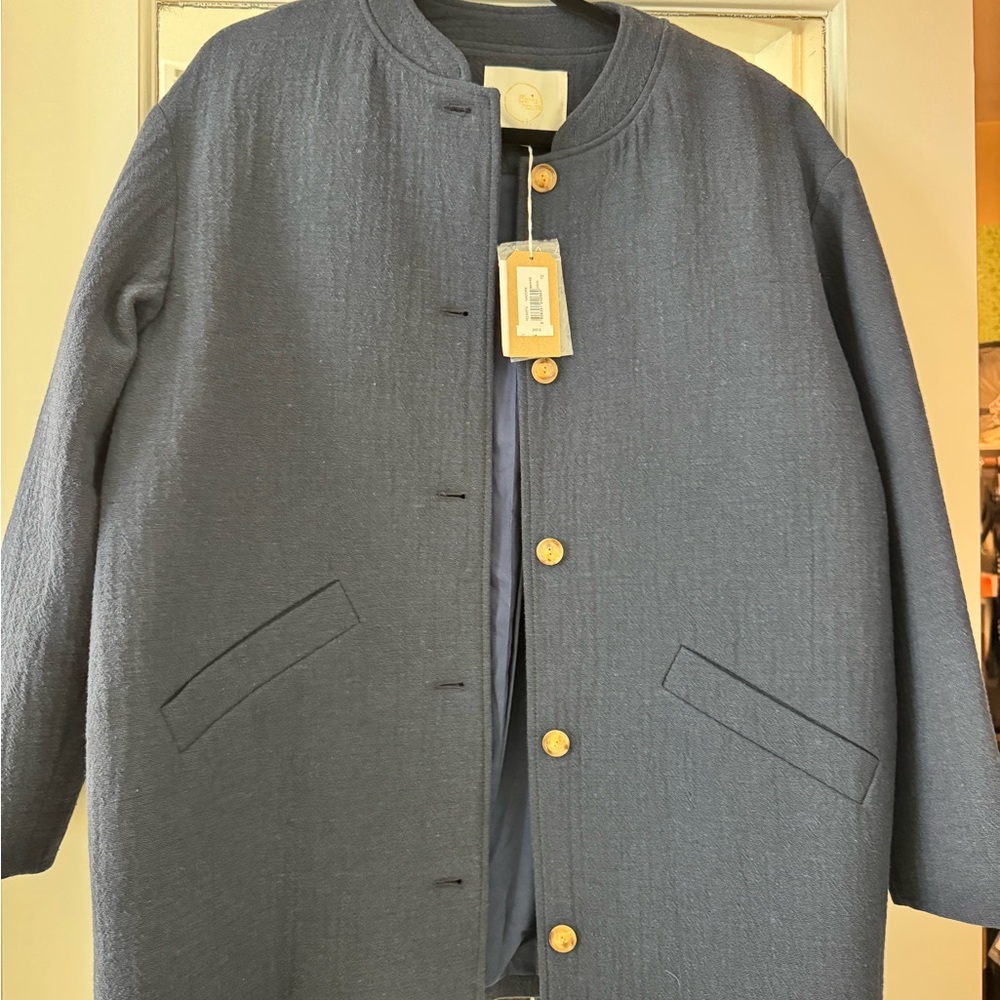 Women’s European navy Jacket with brown Buttons
